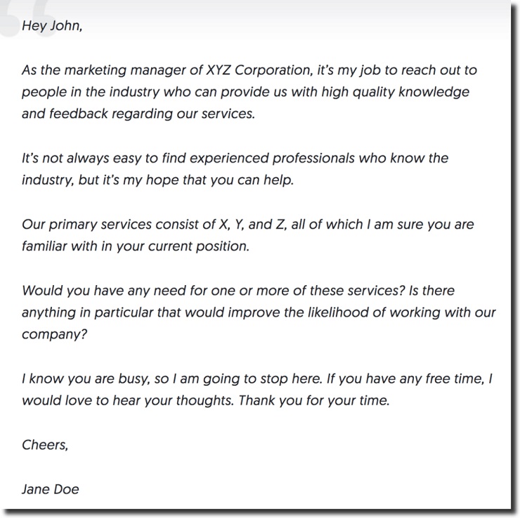 soft sell example email copywriting
